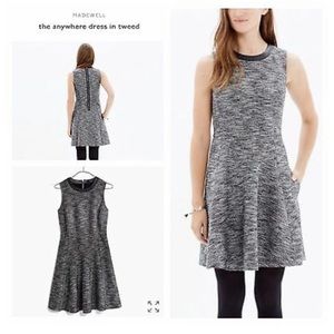 Madewell tweed dress with leather-like trim